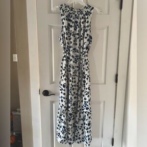 Elizabeth and James White and Blue Floral Maxi Dress
